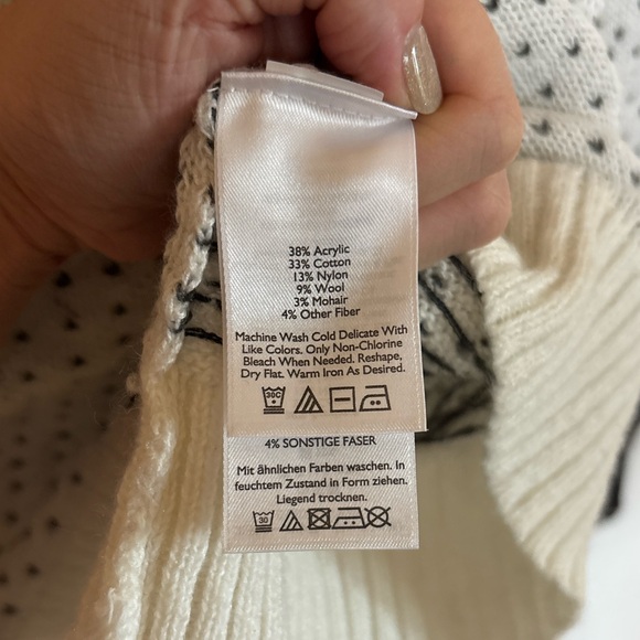 Fair Isle Nordic Knit Sweater | Black & Cream | Wool Blend - Picture 7 of 7